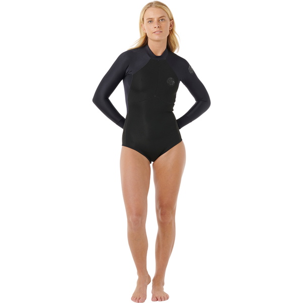 2026 Rip Curl Dame G-Bomb Tropical 1.5mm Langærmet Back Zip Springsuit 147WSP - Black